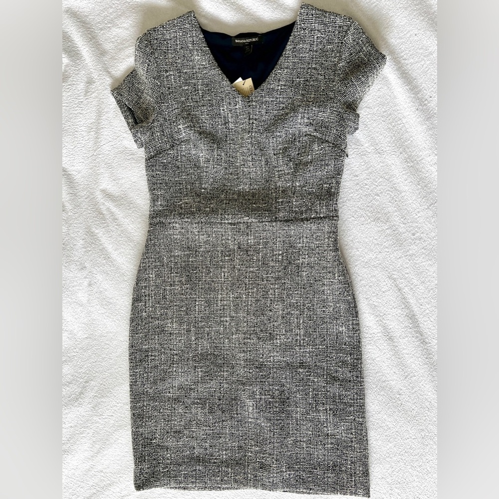 Banana Republic Split Neck Bouclé Sheath Dress